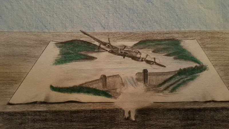 3D 617 Squadron – Vibrant Coloured Polychromo Drawing 1