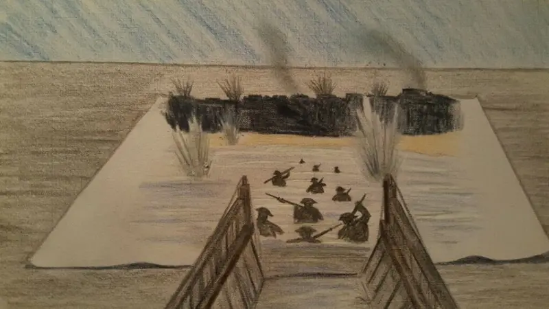3D Wading Into History – Coloured Polychromo Artwork 1