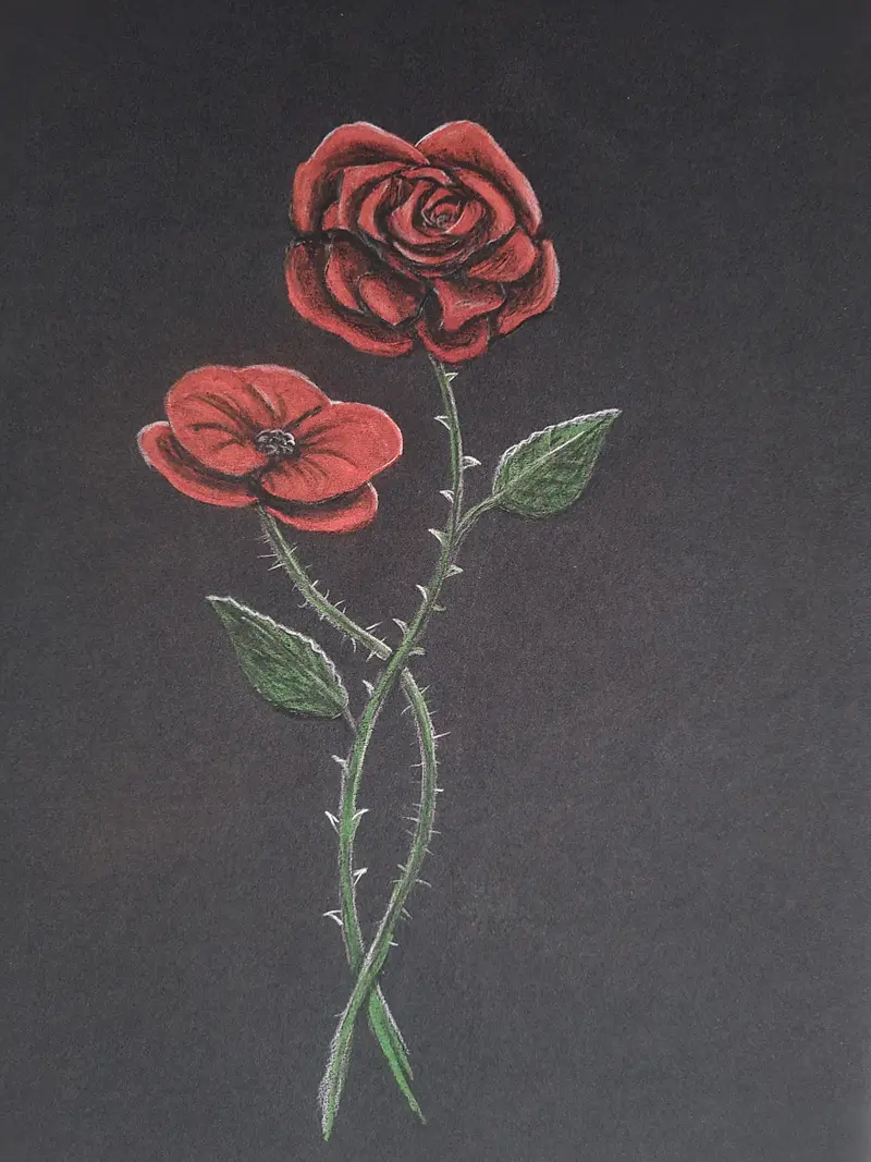 414 Floral Giclée Print – 'Red Rose & Poppy' 1