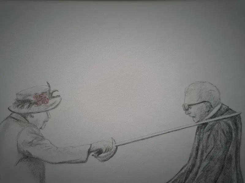 429 Original Artwork – Humorous Knighthood Portrait 'Arise Sir Tom' 1