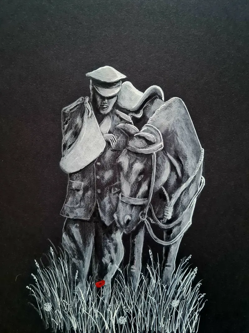 527 Original Painting – Equestrian War Memorial 'Romsey War Horse' 1