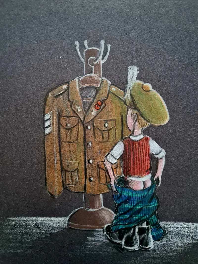 539 Original Polychromo — 'Big Boots To Fill' Honoring The Royal Regiment Of Scotland 1