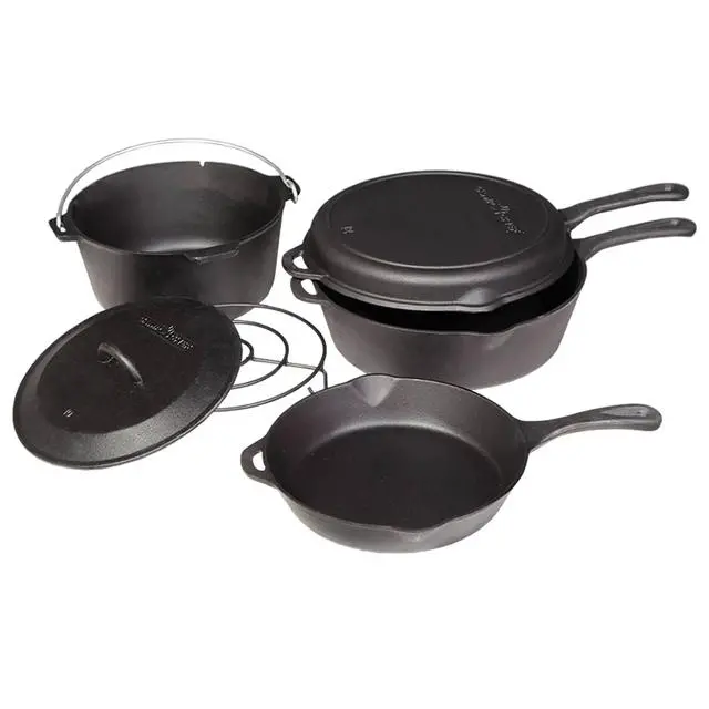 6-Piece Cast Iron Cookware Set – Skillets, Dutch Oven & More 1
