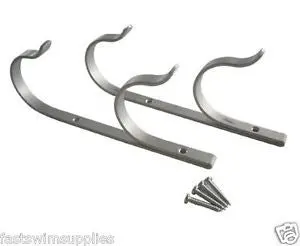 Aluminum Pool Tool Hangers Kit With Mounting Screws For Nets, Brushes, And Vacuum Hoses 1