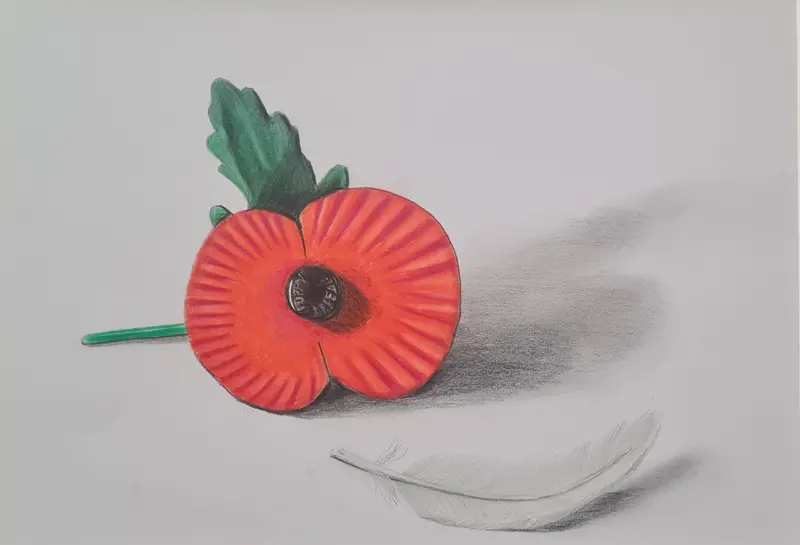 Angel Feather Poppy – Original Polychromo Artwork 1