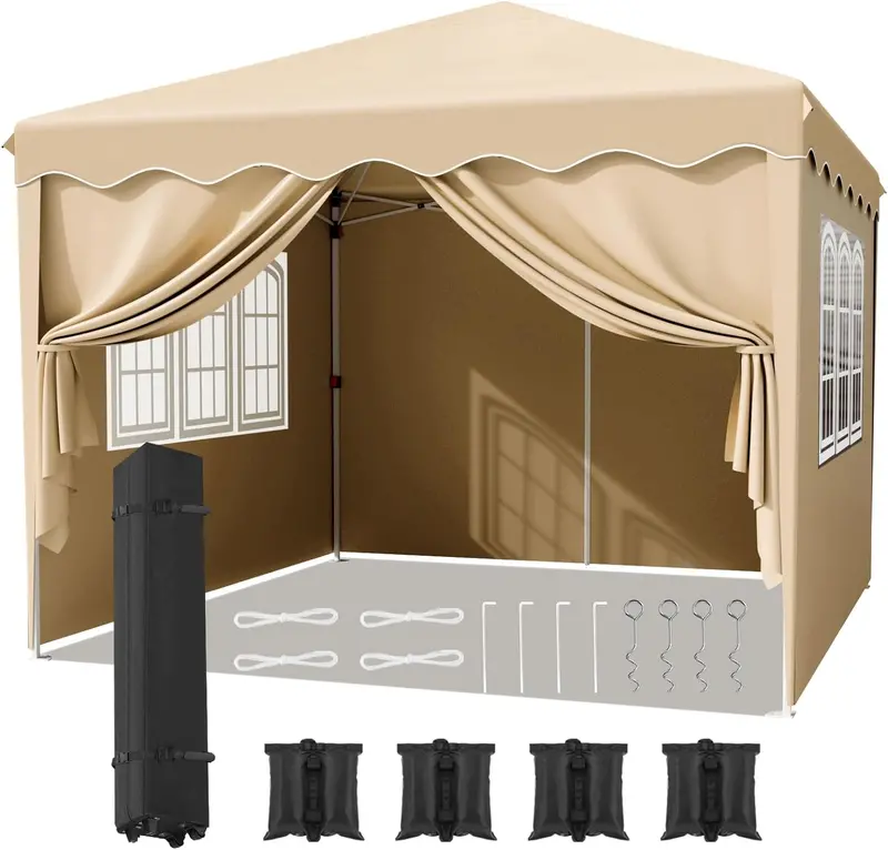 Arlopu 10' X 10' Pop-Up Canopy Tent With Detachable Sidewalls – Instant-Fold Outdoor Shelter For Camping, Weddings, Parties & Backyard Events 3