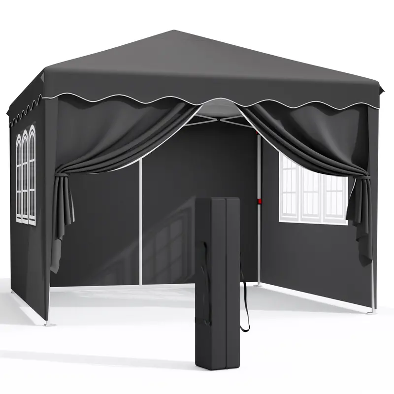 Arlopu 10'X10' Pop-Up Canopy Tent – Instant Outdoor Shelter With Full Sidewalls, Carry Bag, Stakes, Ropes & Sandbags 1