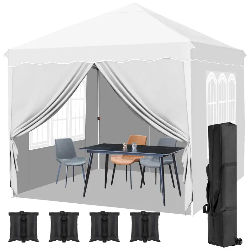 Arlopu 10X10Ft Commercial Pop-Up Canopy Tent – Waterproof Gazebo With 4 Removable Sidewalls & Wheeled Carry Bag 1