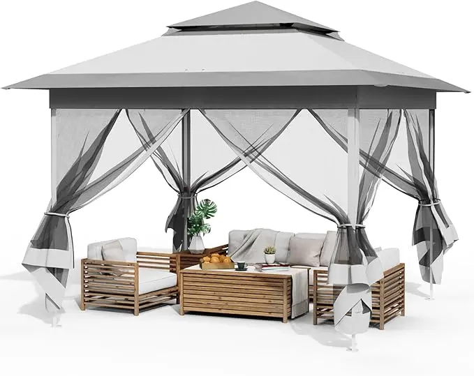 Arlopu 11X11 Ft Pop-Up Gazebo Canopy Tent – Portable Outdoor Shelter With Full Mosquito Netting For Lawn Or Patio 1