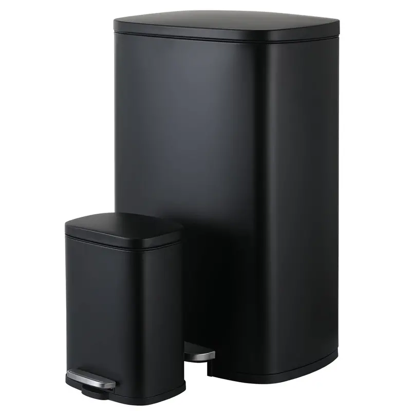 Arlopu 13.2+1.3 Gallon Step-Operated Trash Can – Stainless Steel Dual-Compartment Bin With Fingerprint-Proof Finish & Secure Lid 1