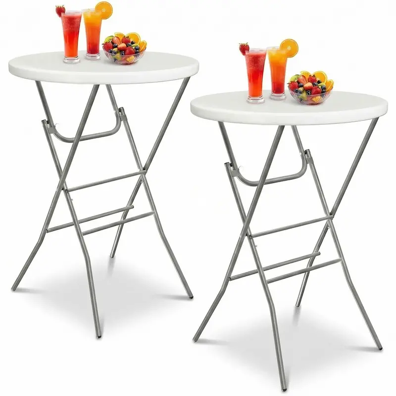 Arlopu 2-Pack Folding Cocktail Tables – Bar-Height Round Tables With Locking Legs & Detachable Design For Parties, Kitchen Or Outdoor Use 1