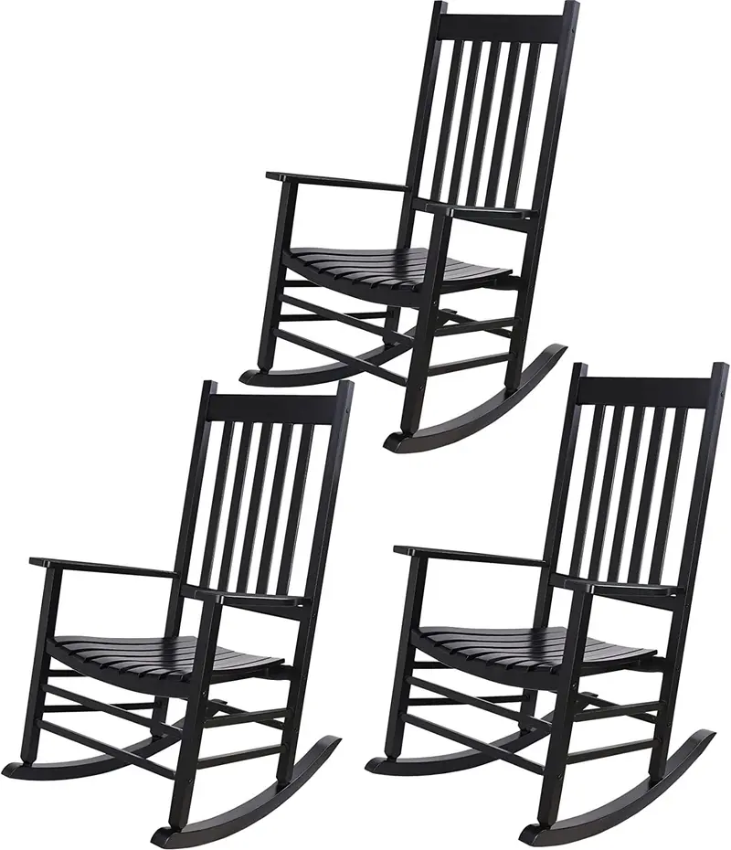 Arlopu 3-Piece All-Weather Rocking Chair Set – Adirondack-Style Outdoor Rockers For Porch Or Patio 1