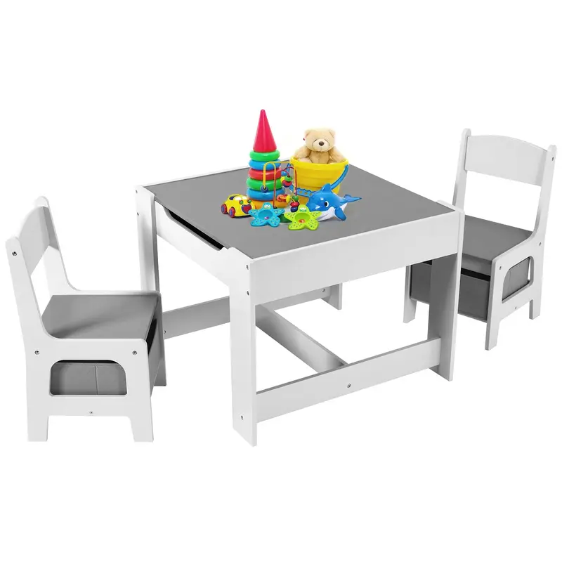 Arlopu 3-Piece Toddler Table & Chair Set With Built-In Storage Drawer—Compact Learning And Play Solution 1