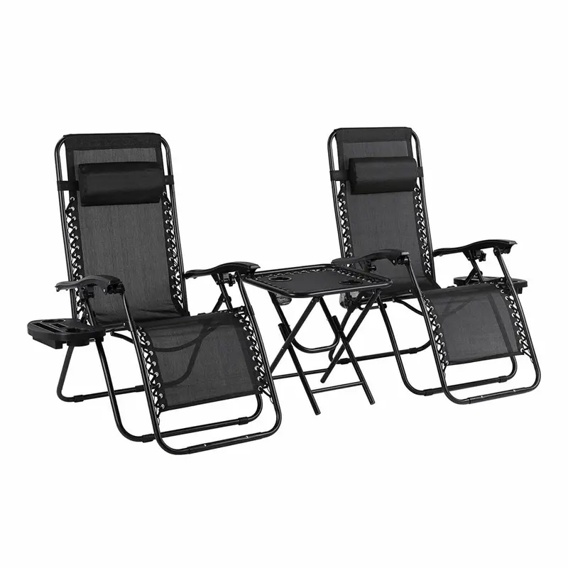 Arlopu 3-Piece Zero Gravity Lounge Set: Adjustable Reclining Chairs With Side Tables And Headrests 1