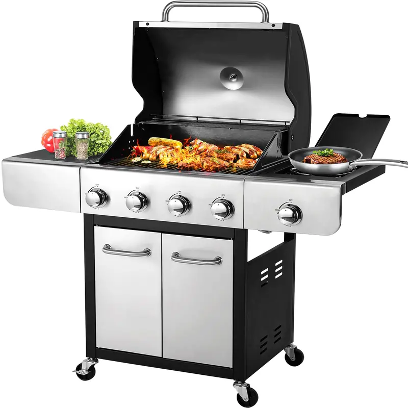 Arlopu 4-Burner Propane Gas Grill – 40,000 Btu Stainless Steel Bbq With 12,000 Btu Side Burner 1