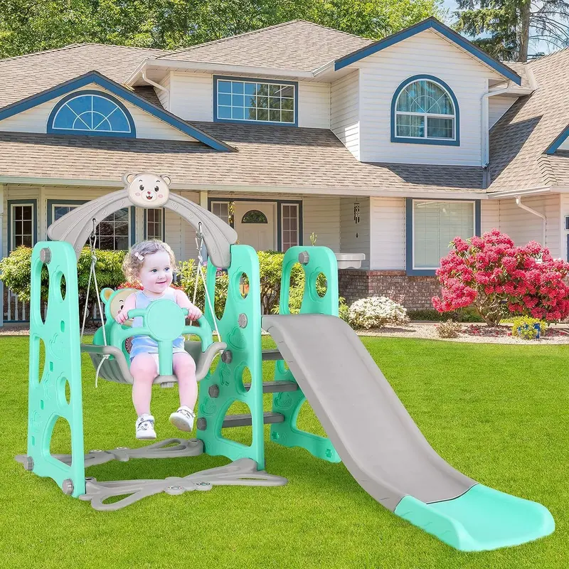 Arlopu 4-In-1 Anti-Slip Slide & Swing Set – Indoor/Outdoor Climber Playset With Basketball Hoop (Ages 3–6) 1