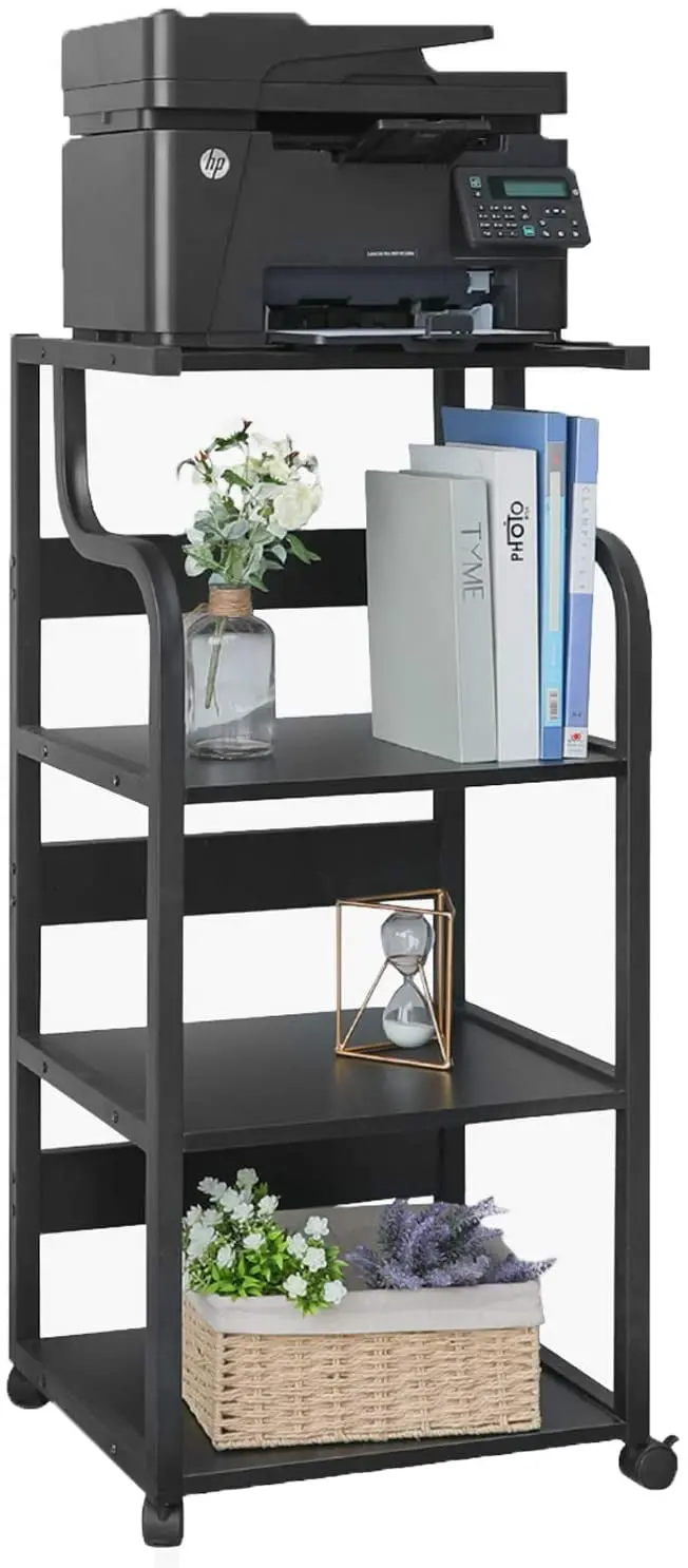Arlopu 4-Tier Mobile Printer Stand – Rolling Office Cart With Shelves & Casters 1