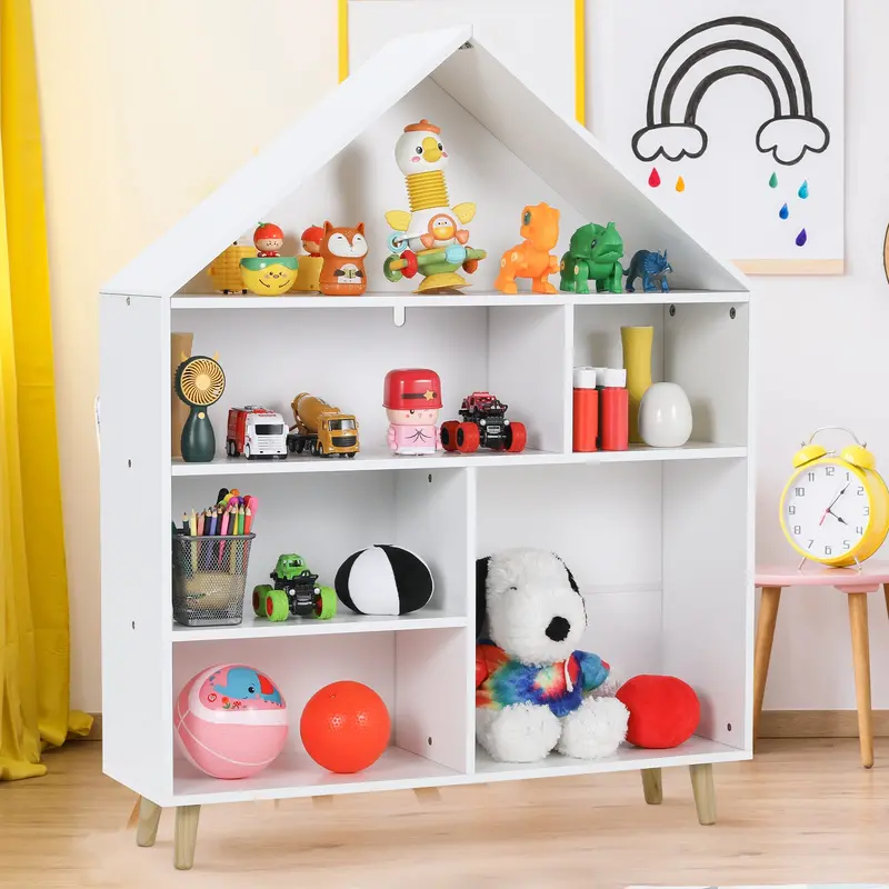 Arlopu 4-Tier Wooden Dollhouse Bookshelf – Open-Design Toy Storage Cabinet With Display Shelves & Sturdy Legs 1