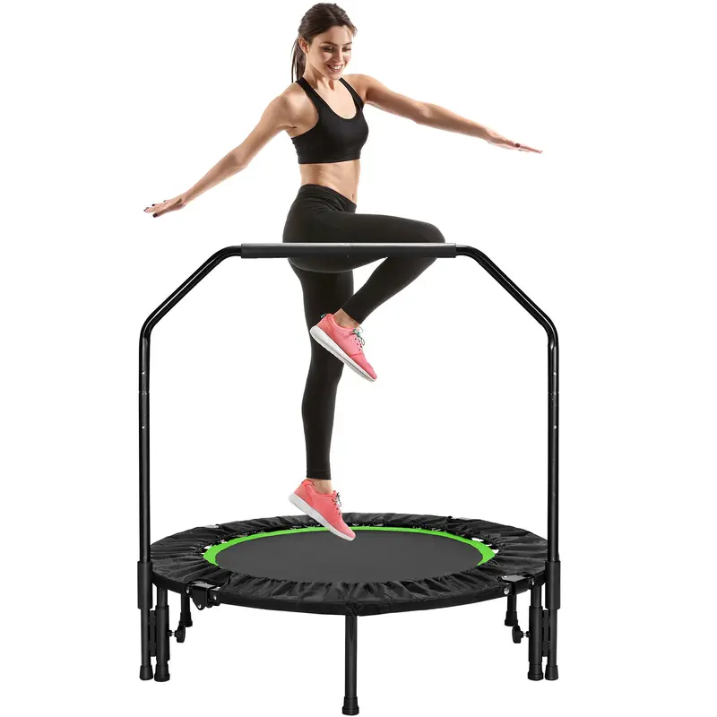 Arlopu 40-Inch Exercise Trampoline – Compact Foldable Rebounder With Adjustable Handlebar And Non-Slip Bungee System 1