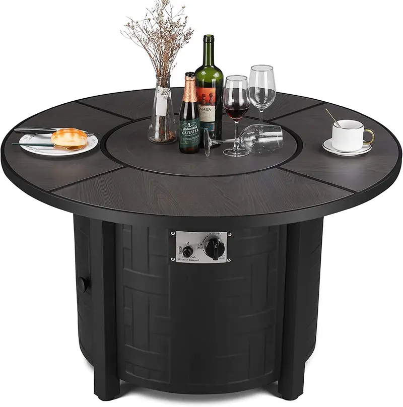 Arlopu 42" Round Propane Fire Pit Table – 50,000 Btu Outdoor Patio Fireplace With Sturdy Base 1