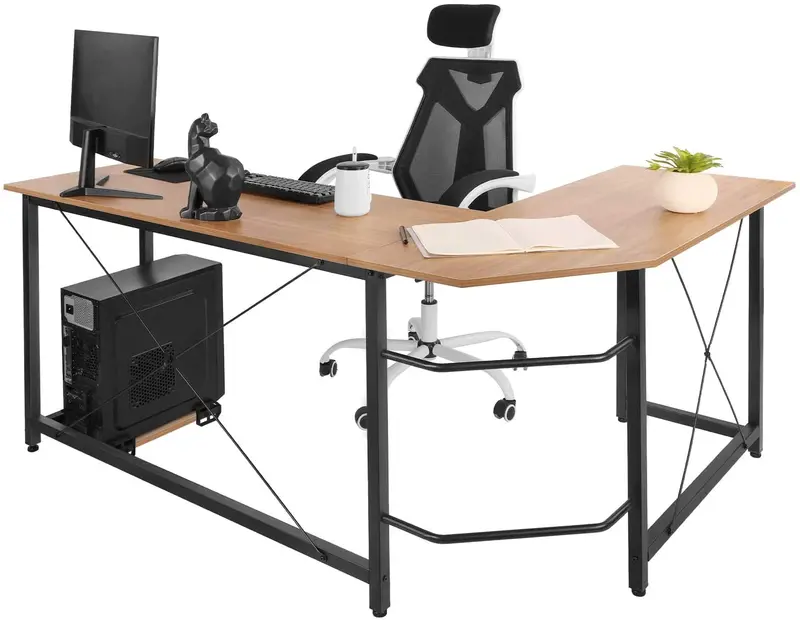 Arlopu 66.5-Inch L-Shaped Corner Computer Desk For Home Offices, Featuring Spacious Work Surface And Cable Management 1