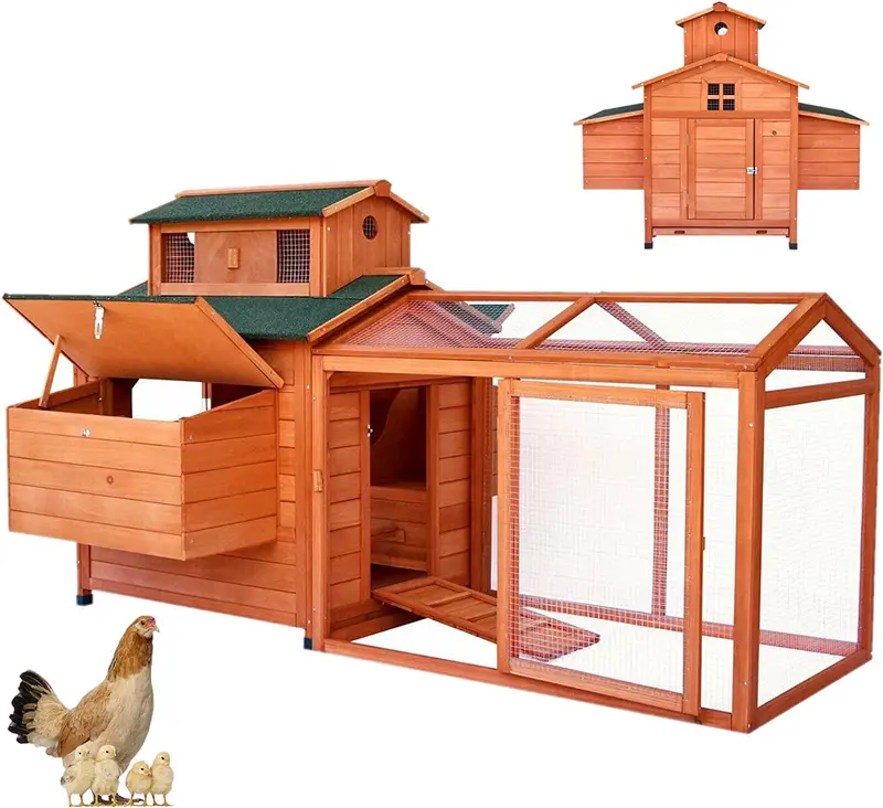 Arlopu 70-Inch Large Chicken Coop – Wooden Hen House With Nesting Box, Ideal For Up To Four Chickens 1