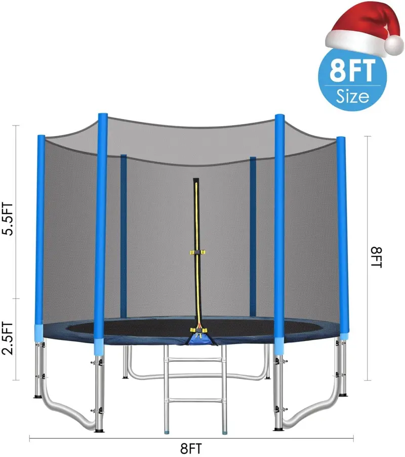 Arlopu 8-Foot Outdoor Trampoline With Enclosed Safety Net—Family-Friendly Garden Recreation Option 1