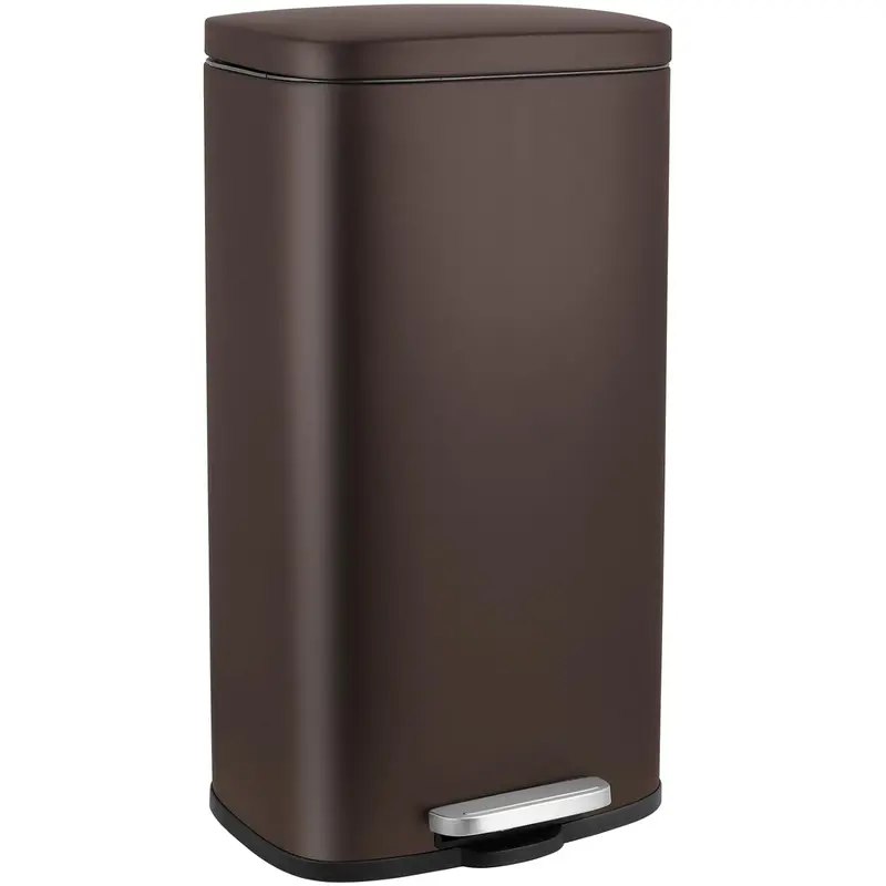 Arlopu 8-Gallon Stainless Steel Kitchen Garbage Can – Pedal-Operated Lid With Plastic Inner Basket 1