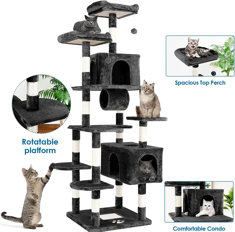 Arlopu 80-Inch Extra-Large Cat Tree – Dual-Condo Climber With Multiple Levels, Scratching Surfaces, And Kitten-Safe Design 1