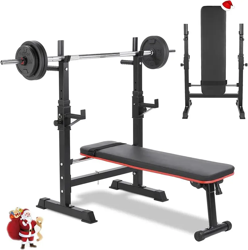 Arlopu Adjustable Olympic Weight Bench With Barbell Rack – Foldable Squat Rack For Home Gym Training 1