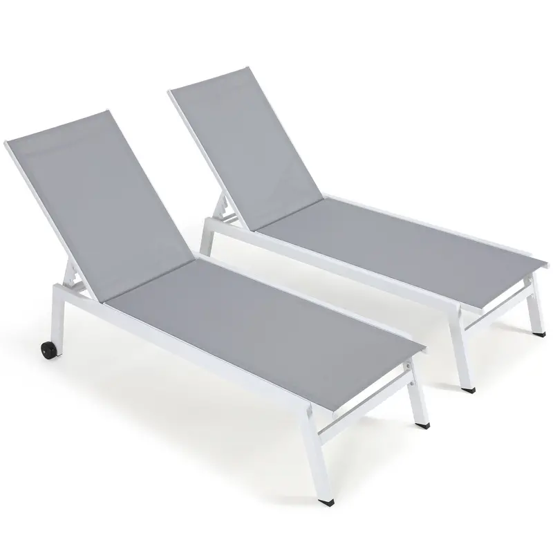 Arlopu All-Weather Wheeled Chaise Lounge Chair – Adjustable Patio Lounger For Poolside, Beach Or Garden Relaxation 1