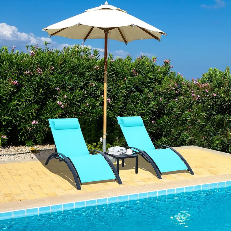 Arlopu Aluminum Patio Lounge Set: 3-Piece Weather-Resistant Recliners With Multi-Angle Backrests 1