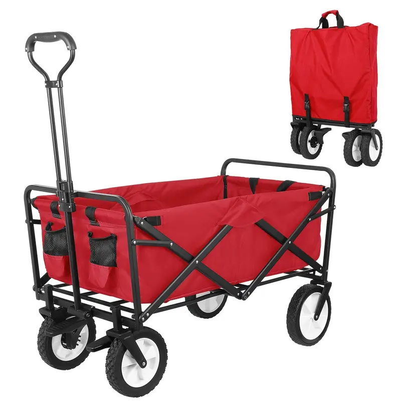 Arlopu Brake-Enhanced Folding Garden Wagon – Sturdy Outdoor Utility Cart For Groceries & Yard Use 1