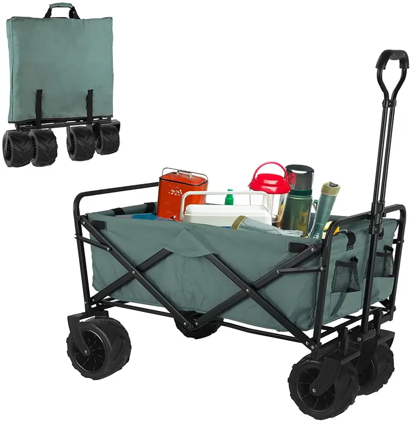Arlopu Collapsible Utility Wagon: All-Terrain Folding Garden Cart With Carry Bag For Beach Or Camping 1