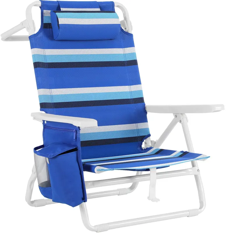 Arlopu Durable Folding Beach Chair – Compact Camping & Outdoor Seat With 350 Lb Load Rating & Multi-Function Features 1
