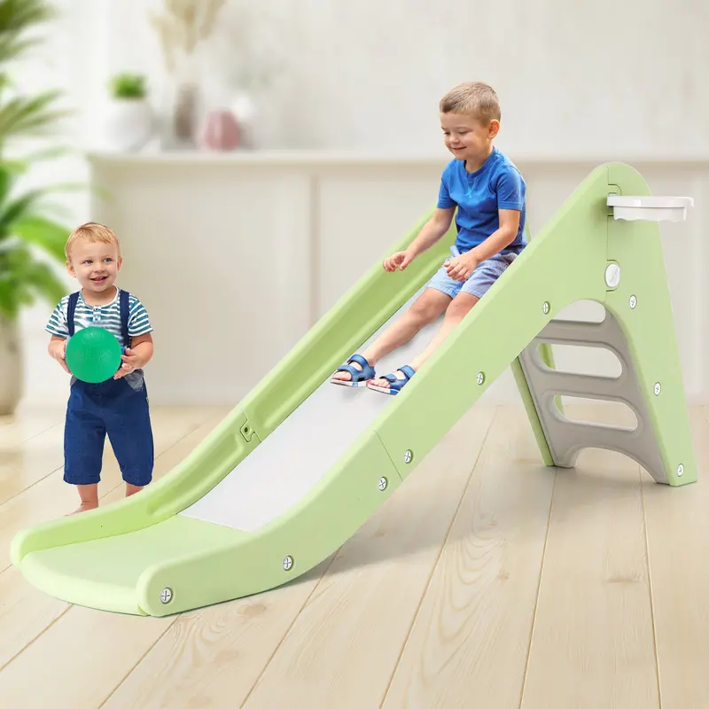 Arlopu Extra-Long Kids Slide Set – Sturdy Freestanding Climber With Basketball Hoop, Ball & Non-Slip Steps – Ideal Indoor/Outdoor Gift 1