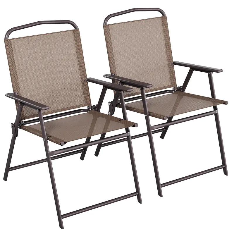 Arlopu Foldable Outdoor Dining Chairs (2-Pack) – Breathable Textilene Lawn Seats With Armrests For Deck, Garden, Pool, Yard & Camping 1