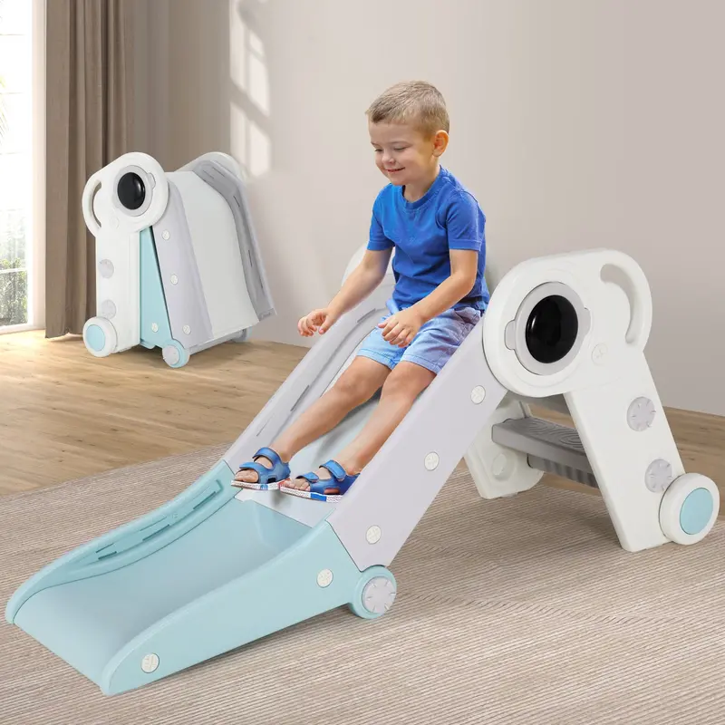 Arlopu Freestanding Foldable Toddler Slide – Indoor/Outdoor Plastic Climber For Babies & Preschoolers 1