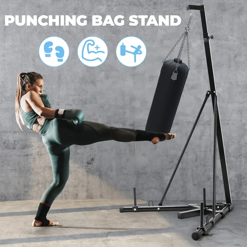 Arlopu Heavy-Duty Steel Punching Bag Stand – Adjustable Boxing Stand With Weighted Base (Up To 150 Lbs) 1