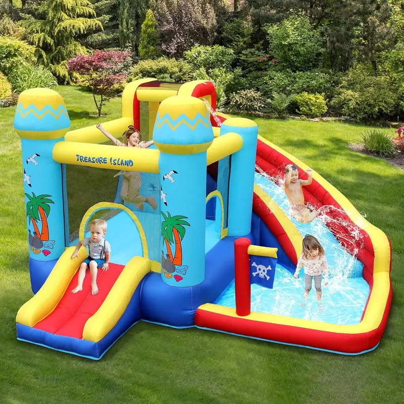 Arlopu Inflatable Water Park For Kids – Splash Pool Bounce House With Integrated Slide, Blower Included 2