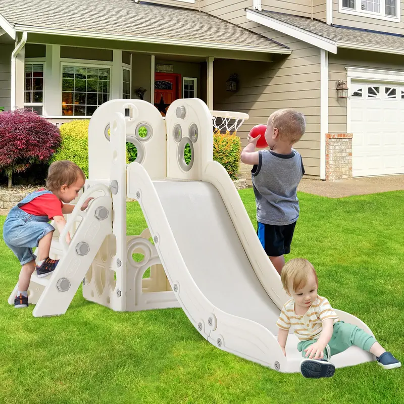 Arlopu L-Shaped Toddler Slide Climber – 4-In-1 Playset With Ball Game, Hoop, Storage Compartment, And Non-Slip Step Safety 1