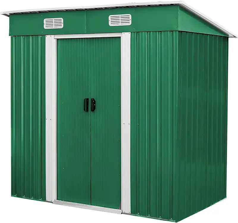Arlopu Lockable Metal Storage Shed: 6' X 3.5' Outdoor Tool Cabinet For Backyard Or Patio 1