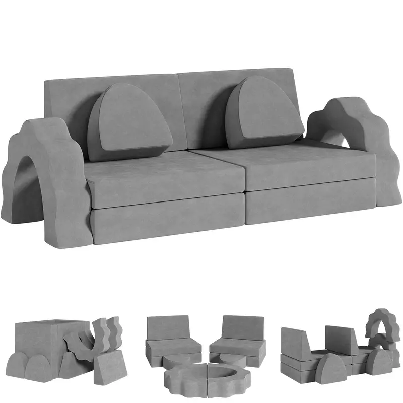 Arlopu Modular Kids Couch Set – 10-Piece Convertible Toddler Play Sofa For Creative Play 1