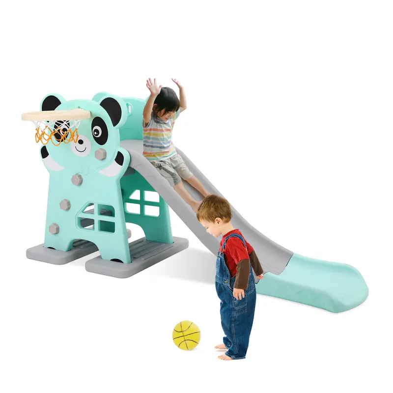 Arlopu Plastic Toddler Climber Slide Set – Indoor/Outdoor Play Equipment With Basketball Hoop & Ball 1