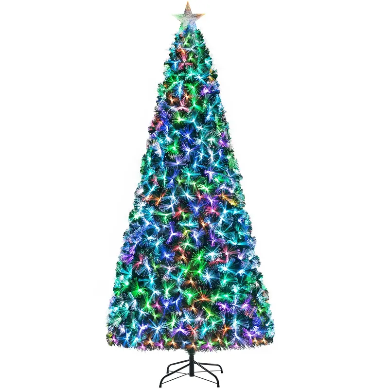 Arlopu Pre-Lit Optical Fiber Christmas Tree – 6/8/9/10Ft Pvc Holiday Tree With Twinkling Lights For Home Decor 1