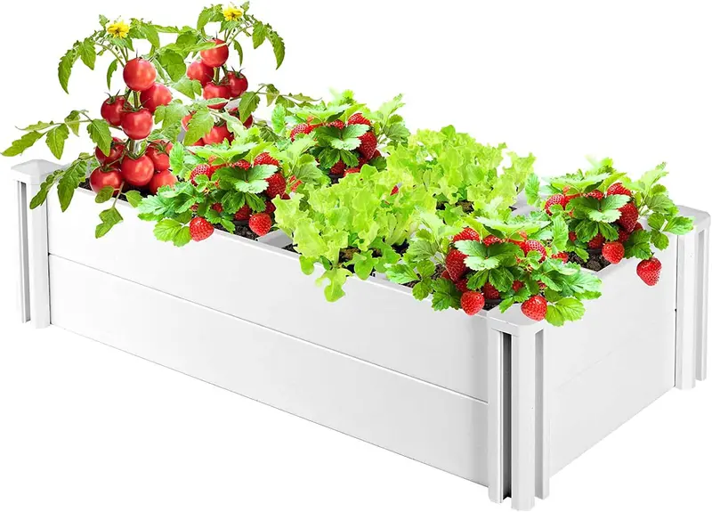 Arlopu Rectangular Pvc Raised Garden Bed – 45.3" X 22.4" X 13" Durable Planter Box For Patios & Yards 1