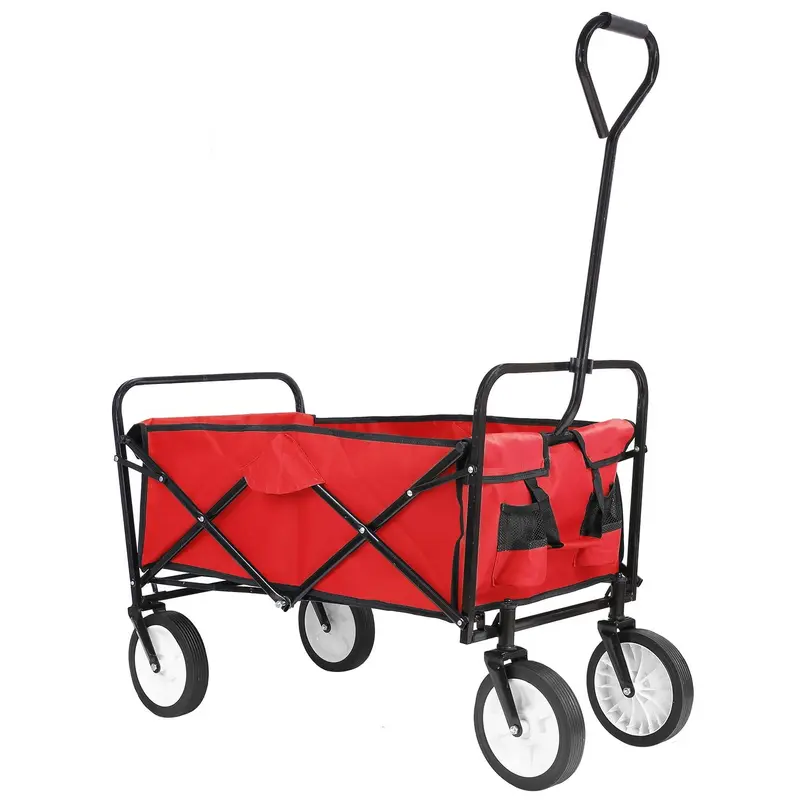 Arlopu Red Garden Utility Wagon – Compact Folding Cart For Picnics, Beach Trips & Grocery Hauling 1