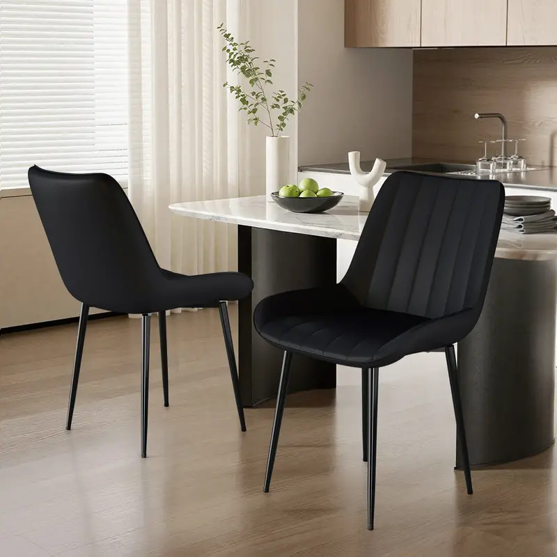 Arlopu Set Of 2 Modern Pu Leather Dining Chairs – Thick Cushioned Seats, Metal Legs, Ideal For Kitchen Or Living Area 1