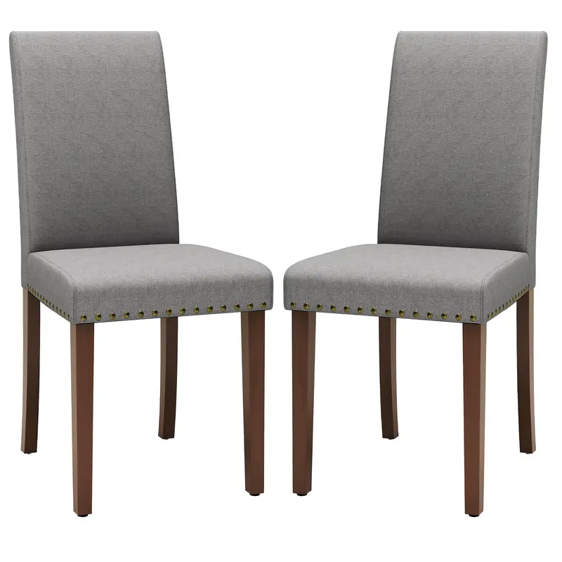 Arlopu Set Of 2 Upholstered Parsons Dining Chairs – Nailhead Trim, Solid Wood Legs & Padded Seat For Kitchen Or Dining Room 1