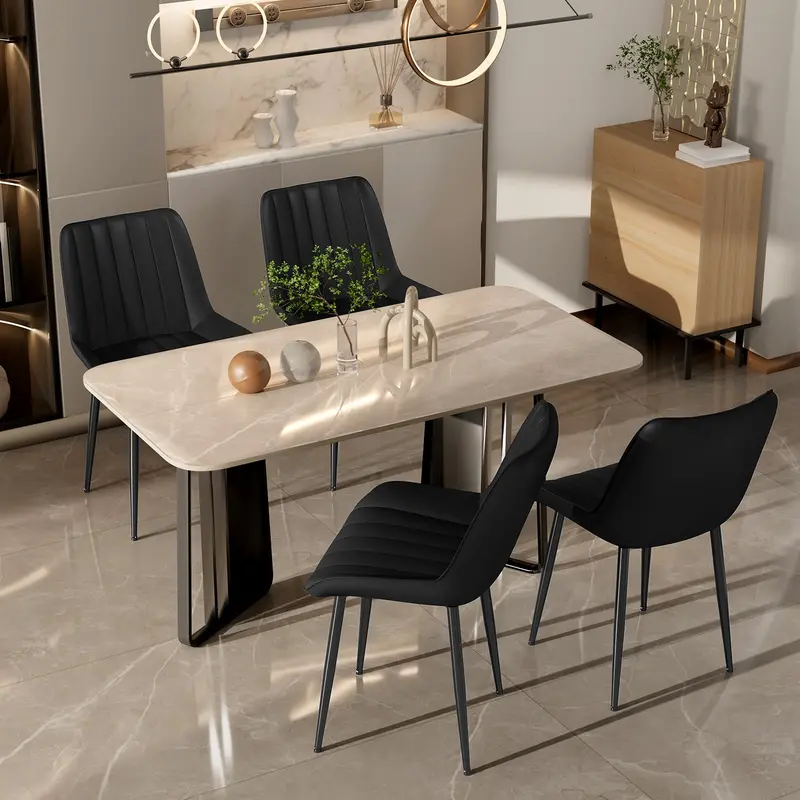 Arlopu Set Of 4 Pu Leather Dining Chairs – Stylish, Cushioned Modern Seats With Durable Metal Frames 1
